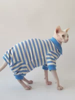 Pure Cotton High Elastic POLO Shirt Onesie for Cats - Blue Onesie