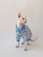 Pure Cotton High Elastic POLO Shirt Onesie for Cats - Blue Shirt