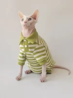 Pure Cotton High Elastic POLO Shirt Onesie for Cats - Green Onesie