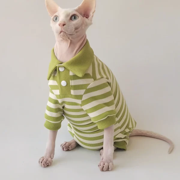 Pure Cotton High Elastic POLO Shirt Onesie for Cats - Green Onesie