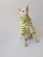 Pure Cotton High Elastic POLO Shirt Onesie for Cats - Green Shirt