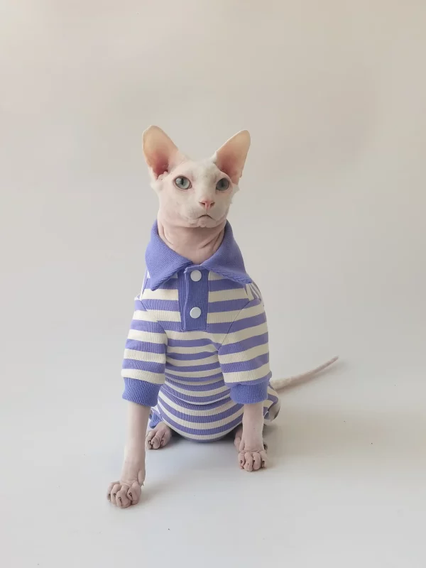 Pure Cotton High Elastic POLO Shirt Onesie for Cats - Purple Onesie