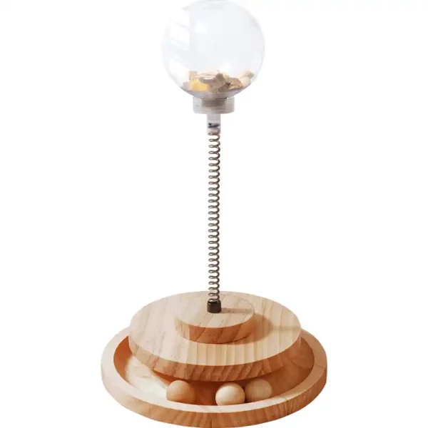 Solid Wood Ball Track Spring Cat Toy