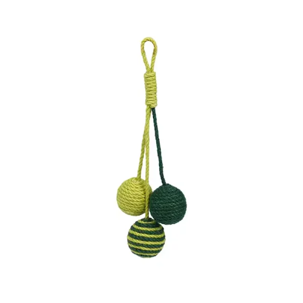 Wall-mounted Twine Ball Cat Toys - Green set