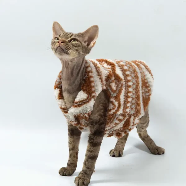 Lamb Velvet Zip Christmas Jacket for Cat - Sleveless