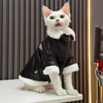 Velvet Thickened Winter Leather Jacket for Cats