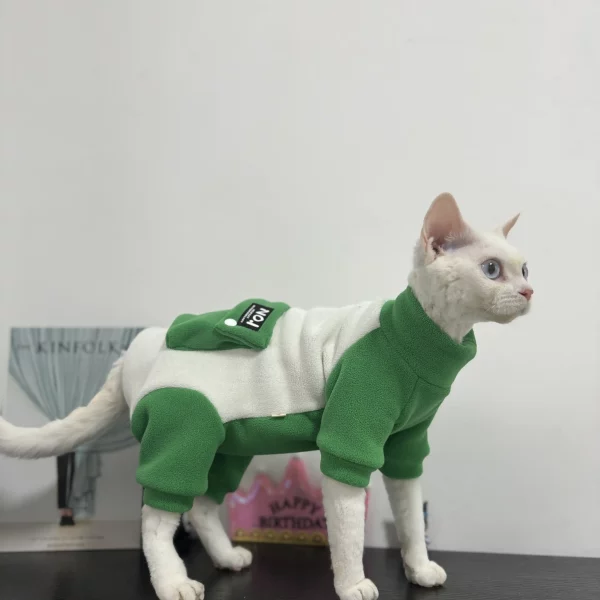 Winter Thick belly-covering Four-legged Sweatshirt for Cats - Green