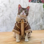 Lamb Velvet Coats with Horn Button for Cats - brown coat only