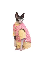 Reversible Cotton Vest for Cats - Pink