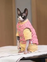 Reversible Cotton Vest for Cats - Pink