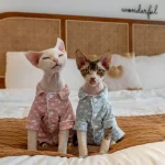 100% Cotton Bunny Print Pajamas for Cats