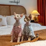 100% Cotton Bunny Print Pajamas for Cats