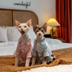 100% Cotton Bunny Print Pajamas for Cats