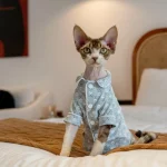 100%Cotton Bunny Print Pajamas for Cats - Blue
