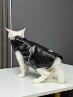 Faux Leather Vest for Cat with Traction Ring