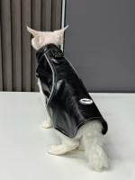 Faux Leather Vest for Cat with Traction Ring