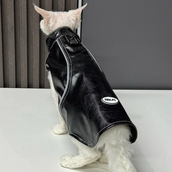 Faux Leather Vest for Cat with Traction Ring