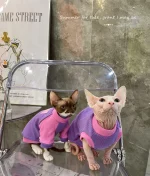 Purple Cotton Ribbed T-shirt for Cats