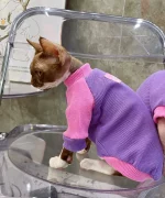 Purple Cotton Ribbed T-shirt for Cats