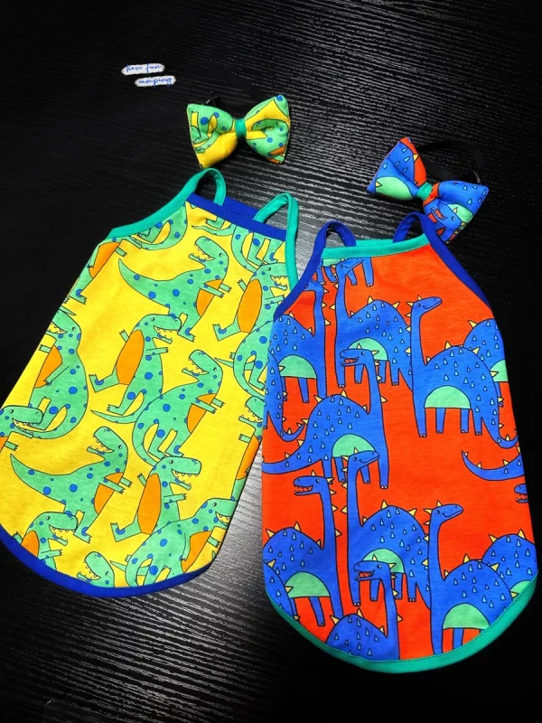 Cute Dinosaur Print Tank Tops for Cats