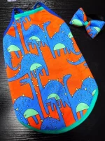 Cute Dinosaur Print Tank Tops for Cats - Red set