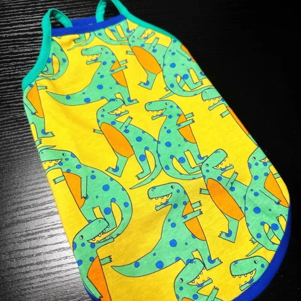 Cute Dinosaur Print Tank Tops for Cats - Yellow