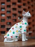 Geometric Pattern Silk Pajamas for Cats