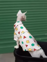 Geometric Pattern Silk Pajamas for Cats