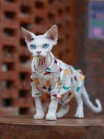 Geometric Pattern Silk Pajamas for Cats