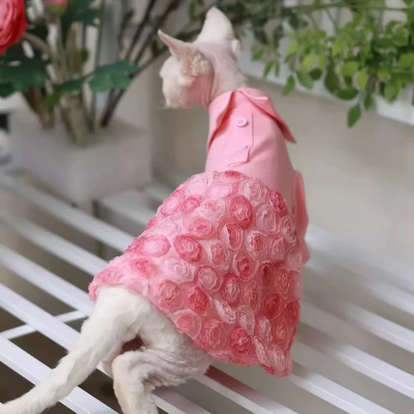 Haute Couture Pink Rose Dress for Cats