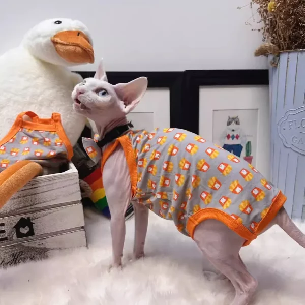 Modal French Chips Print Onesies for Cats