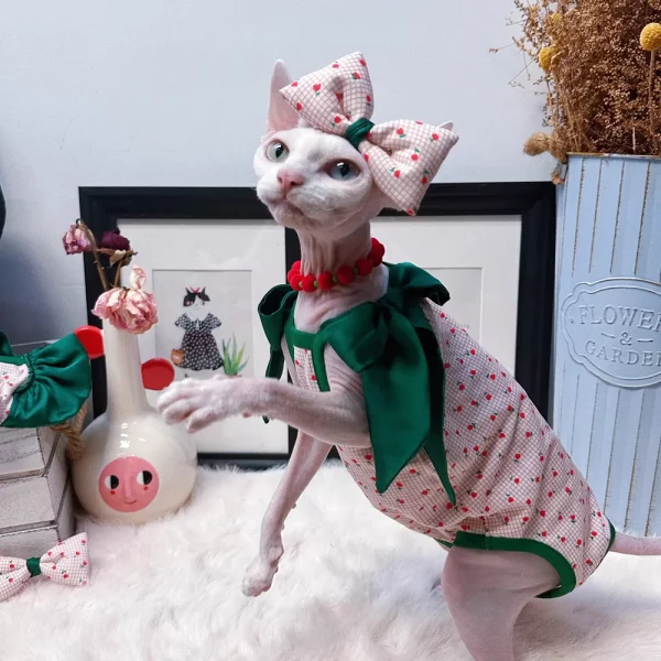 Silk Green Bow Onesie for Cats