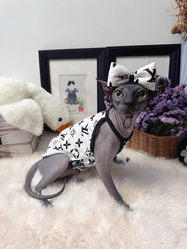 White LV Tank Top for Cats